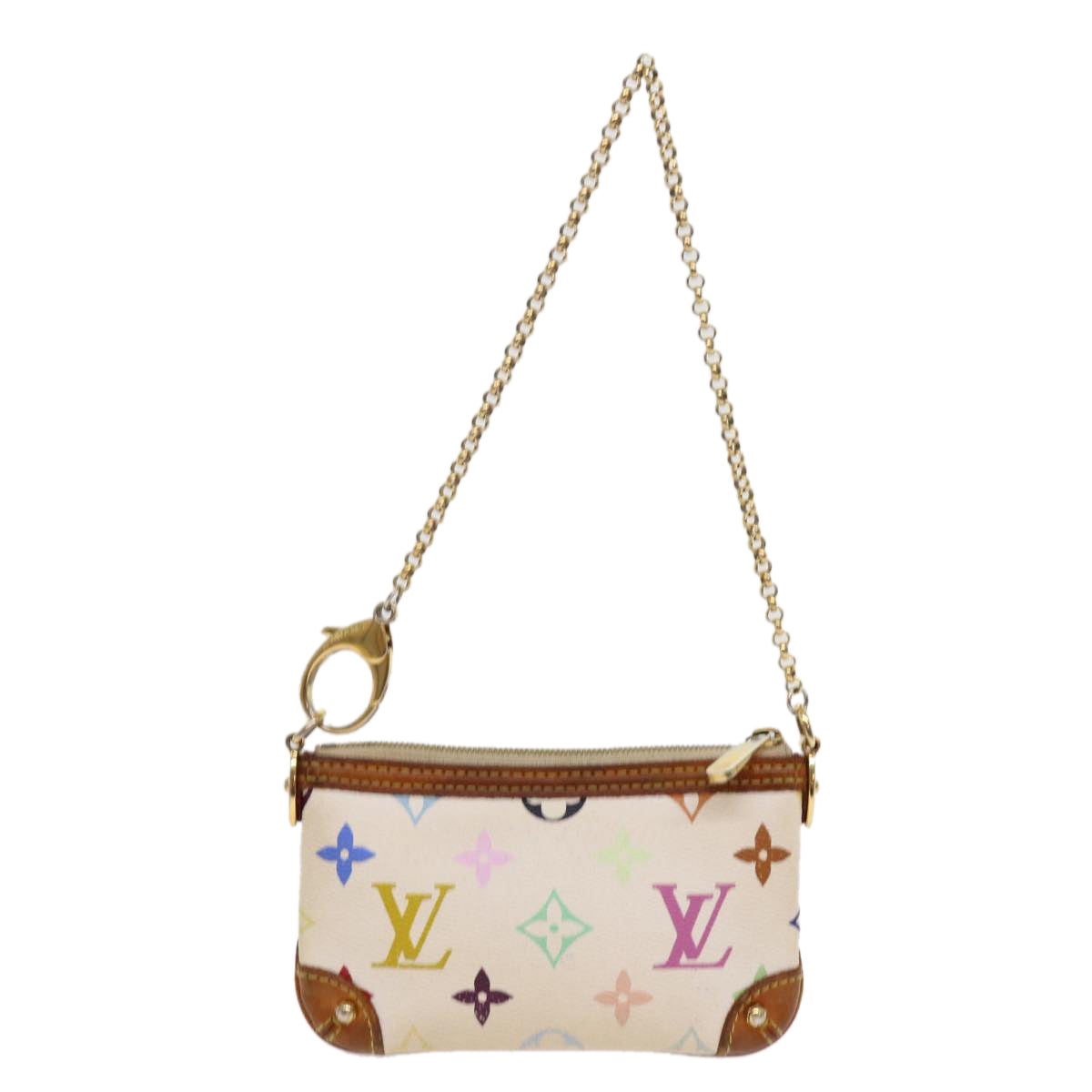 LOUIS VUITTON Multicolor Pochette Mira PM Hand Bag White M60096 LV Auth 63144