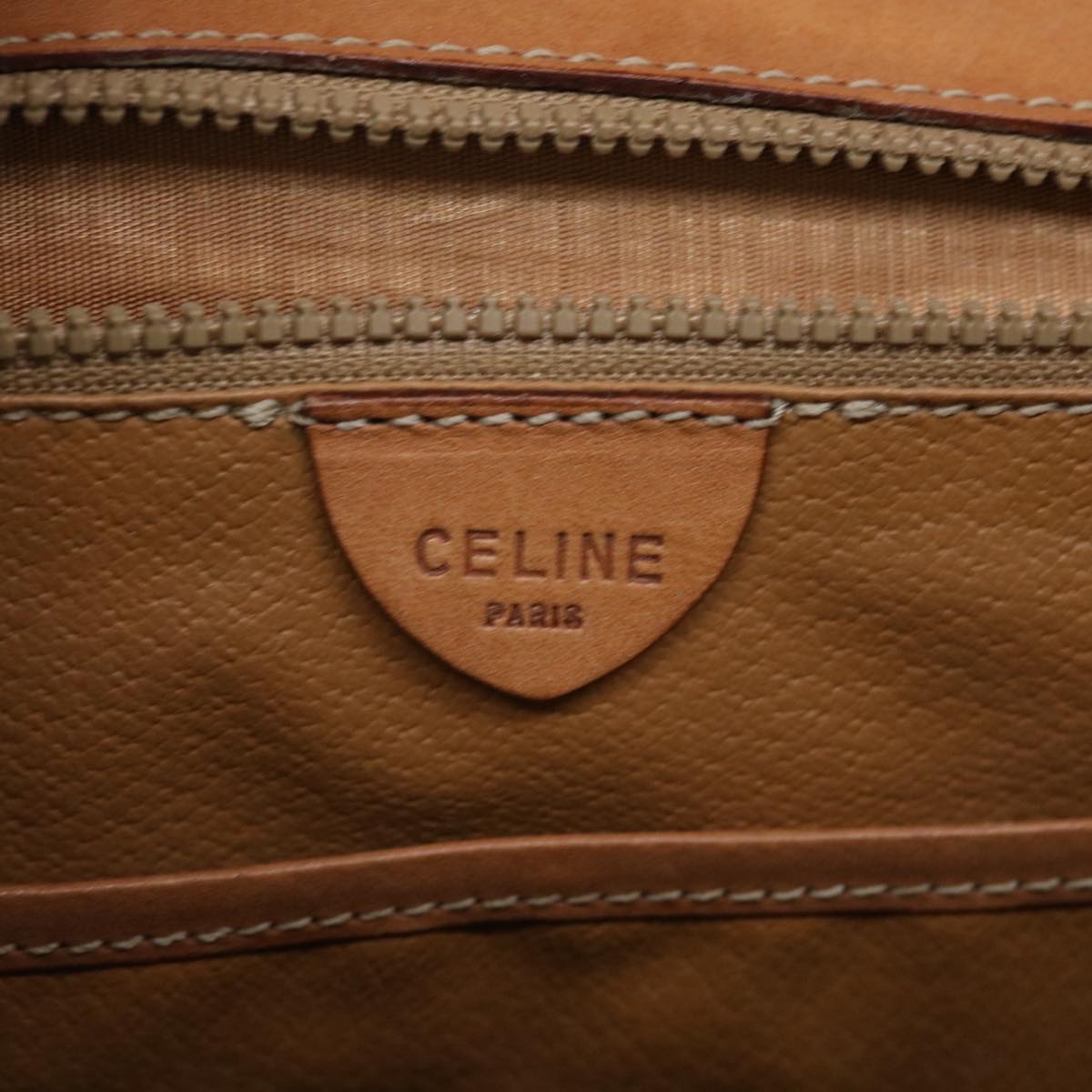 CELINE Macadam Canvas Hand Bag PVC Leather Brown Auth 63166