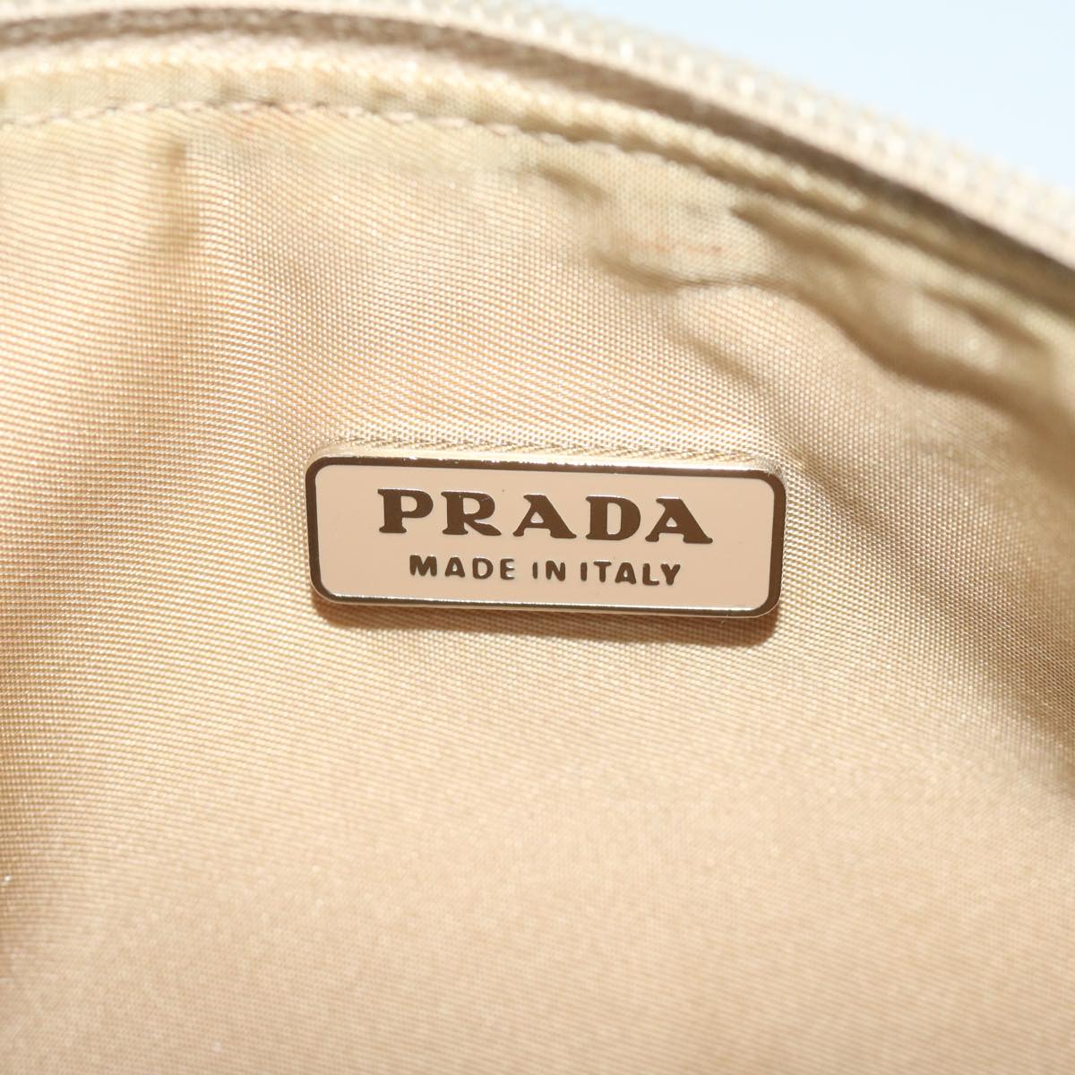 PRADA Accessory Pouch Nylon Beige Auth 63225