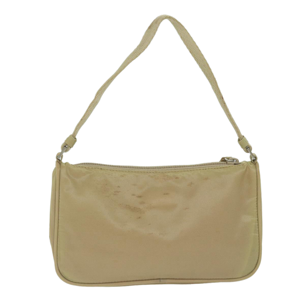 PRADA Accessory Pouch Nylon Beige Auth 63225