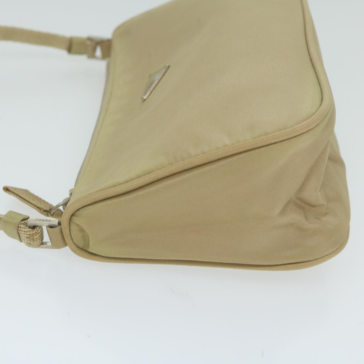 PRADA Accessory Pouch Nylon Beige Auth 63225