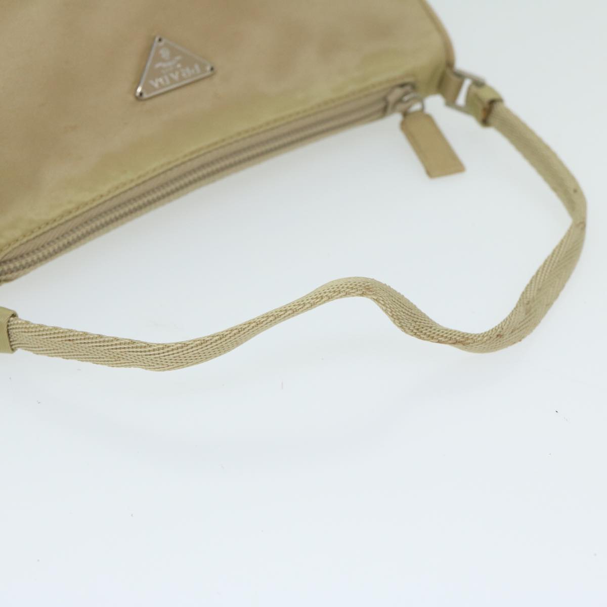 PRADA Accessory Pouch Nylon Beige Auth 63225