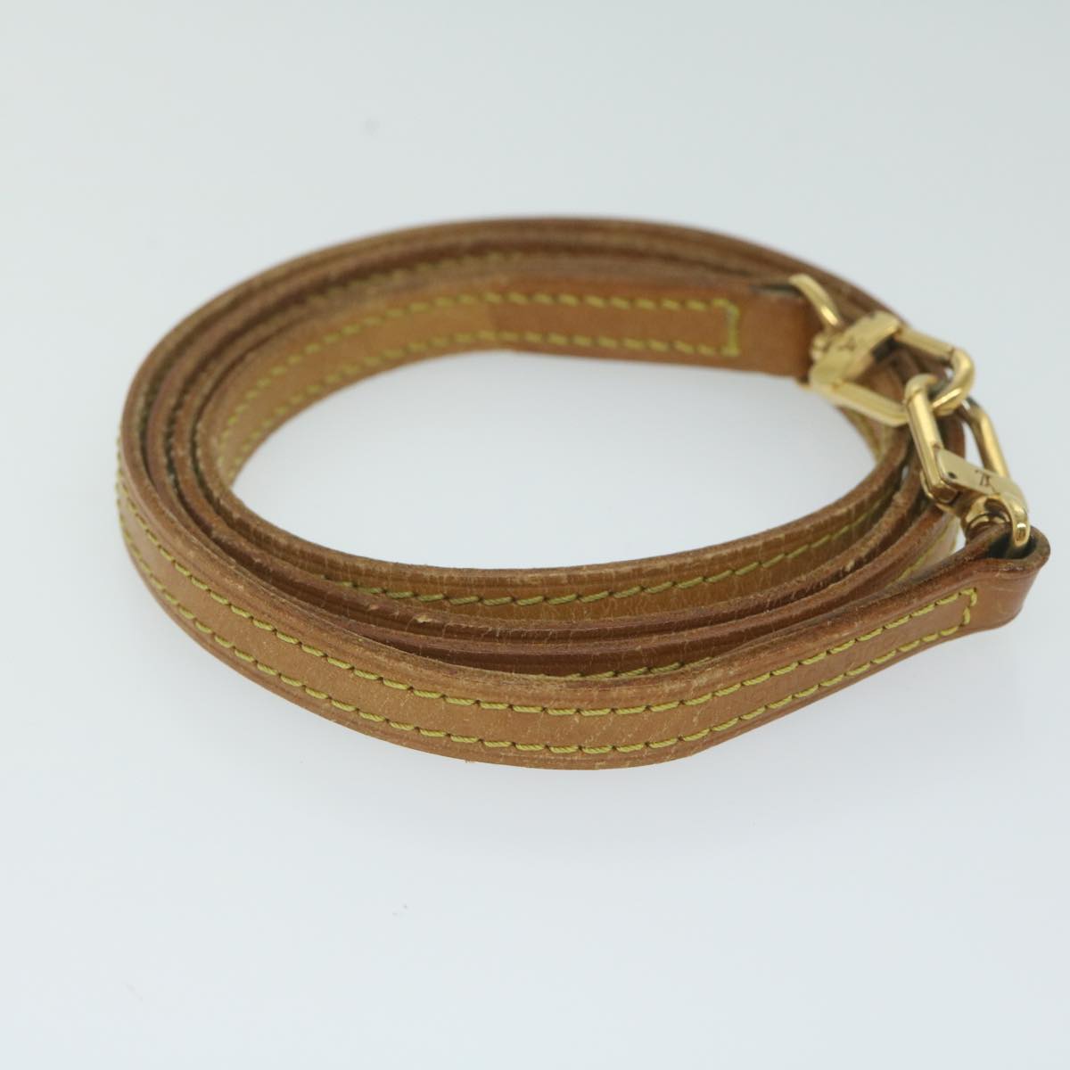 LOUIS VUITTON Shoulder Strap Leather 47.2"" Beige LV Auth 63235