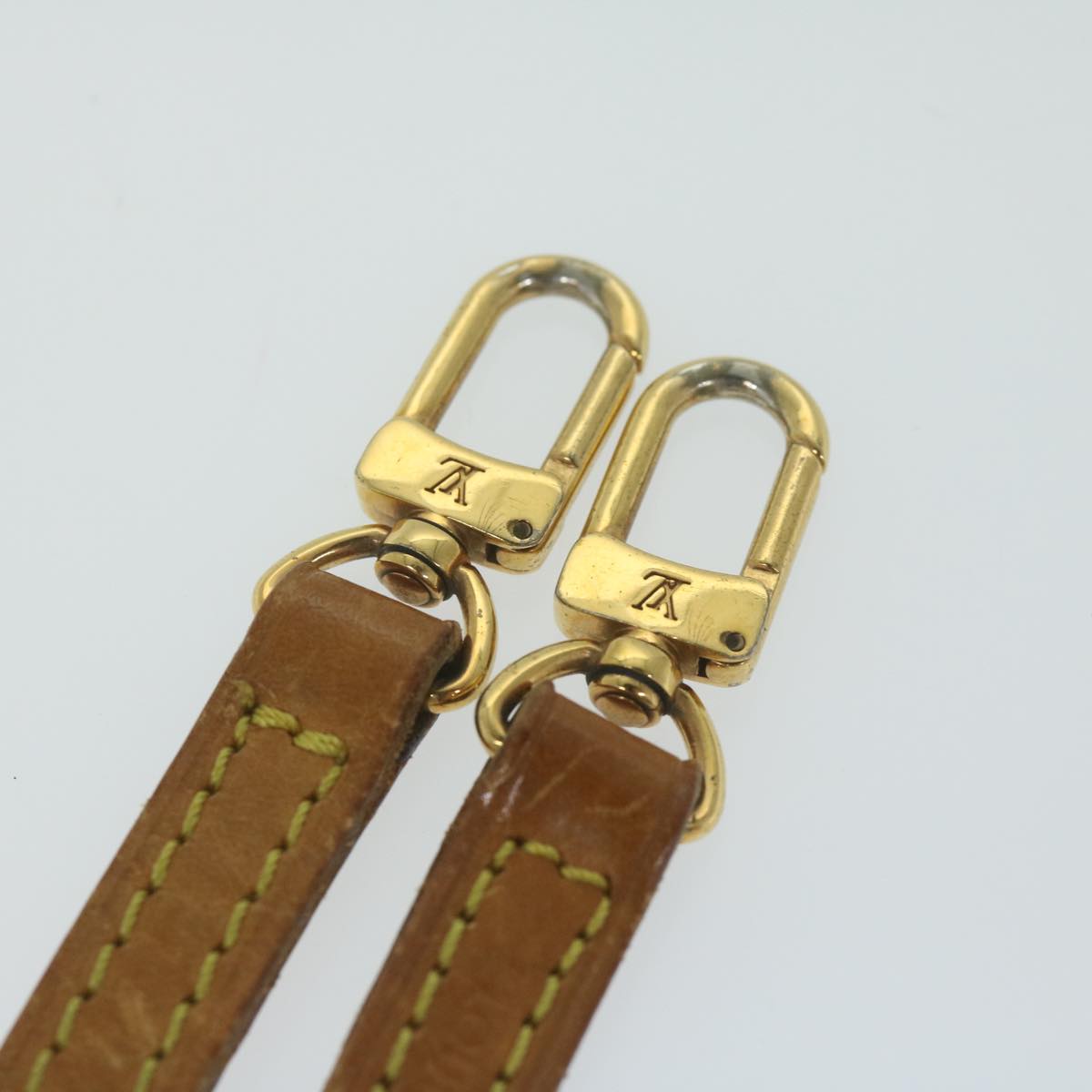 LOUIS VUITTON Shoulder Strap Leather 47.2"" Beige LV Auth 63235