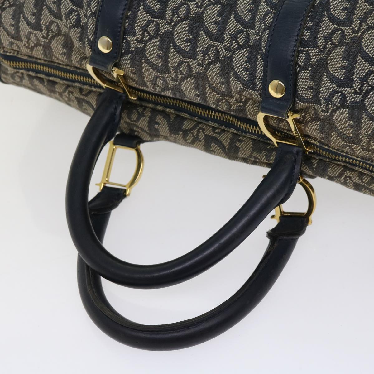 Christian Dior Trotter Canvas Hand Bag Navy Auth 63255