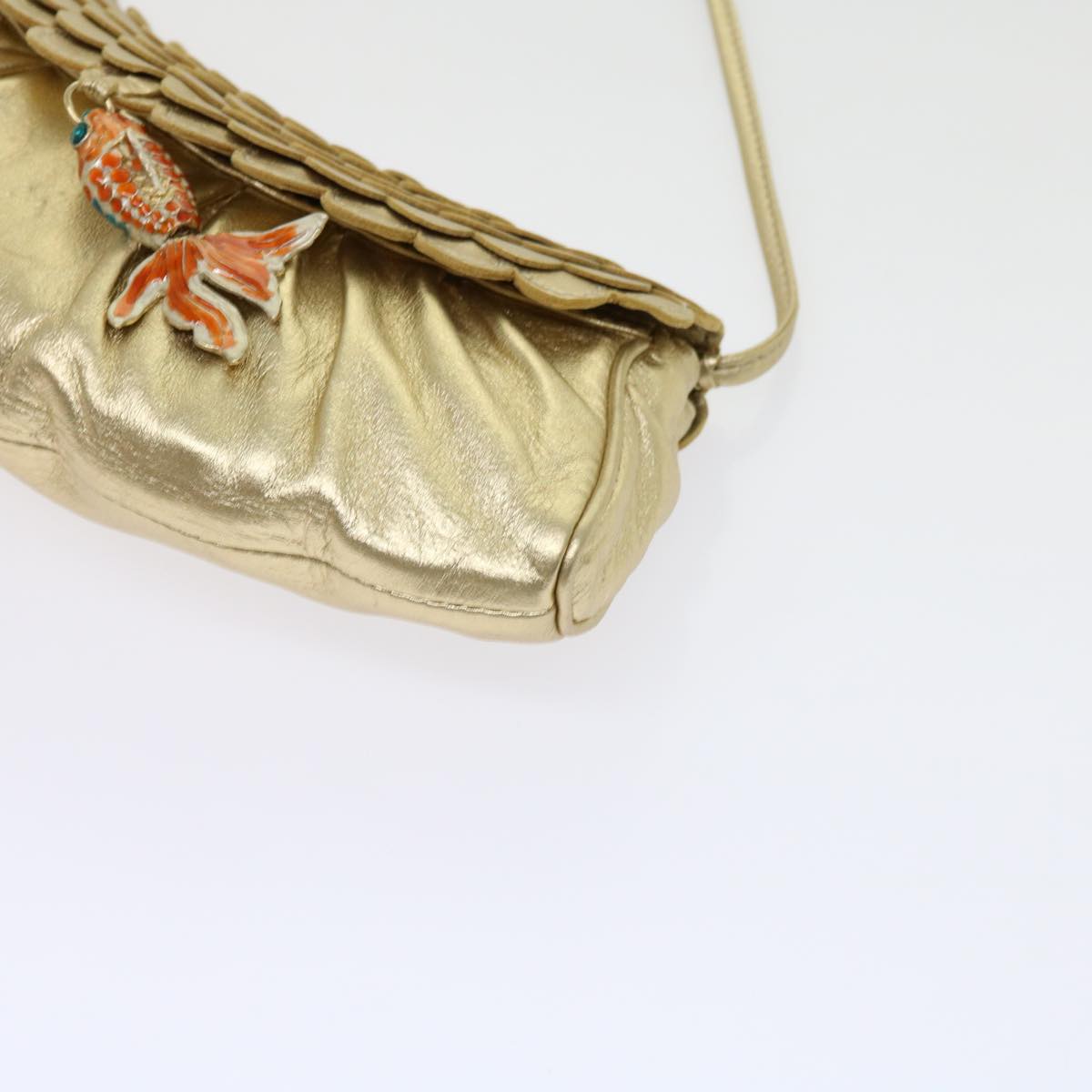 CELINE Hand Bag Leather Gold Auth 63297