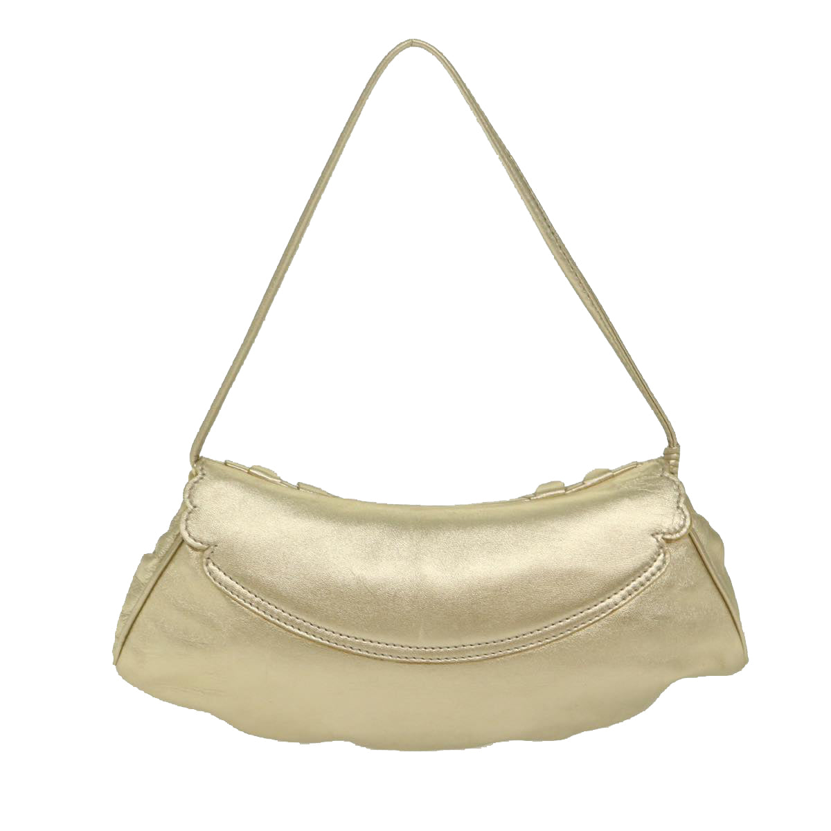 CELINE Hand Bag Leather Gold Auth 63297