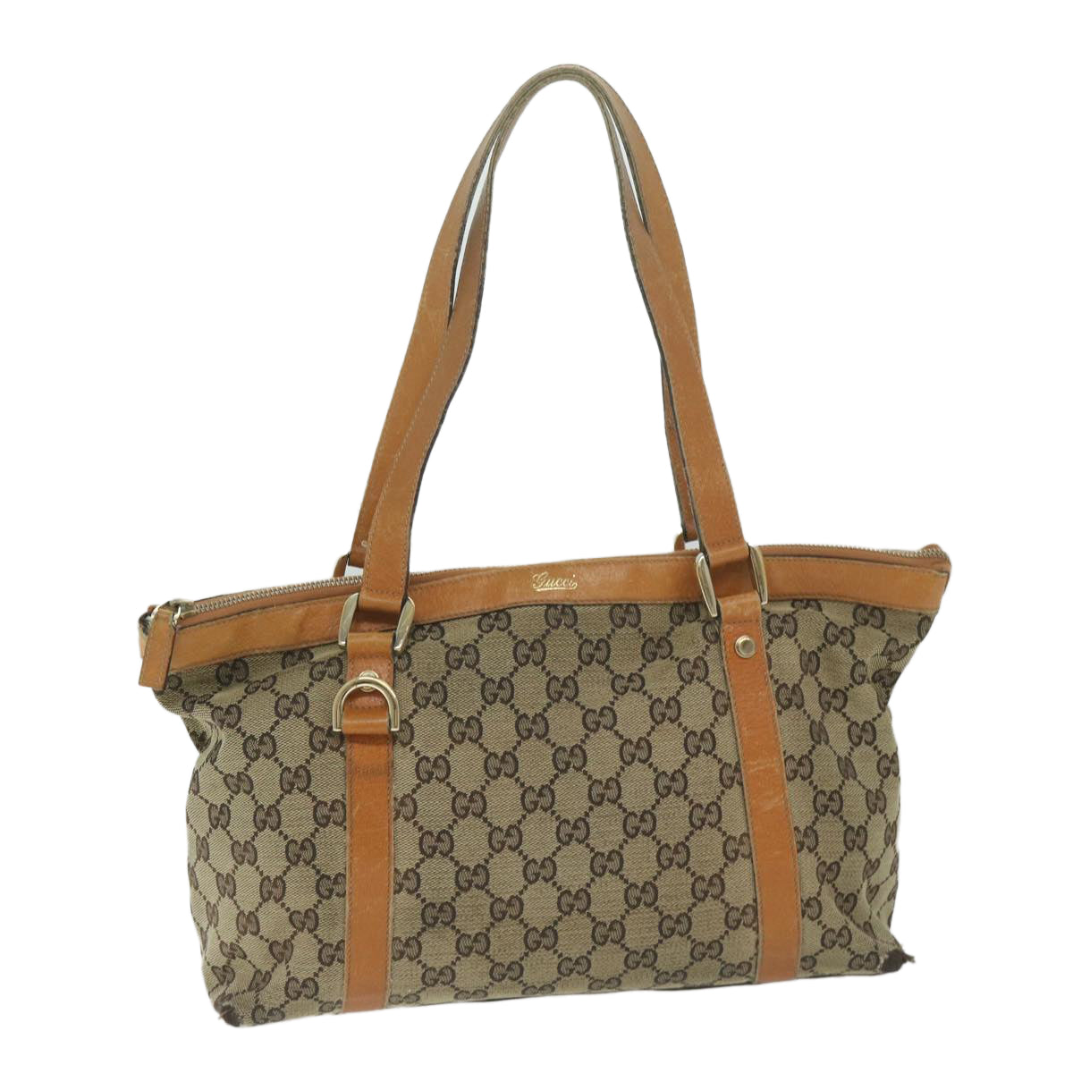 GUCCI GG Canvas Tote Bag Beige 141470 Auth 63390