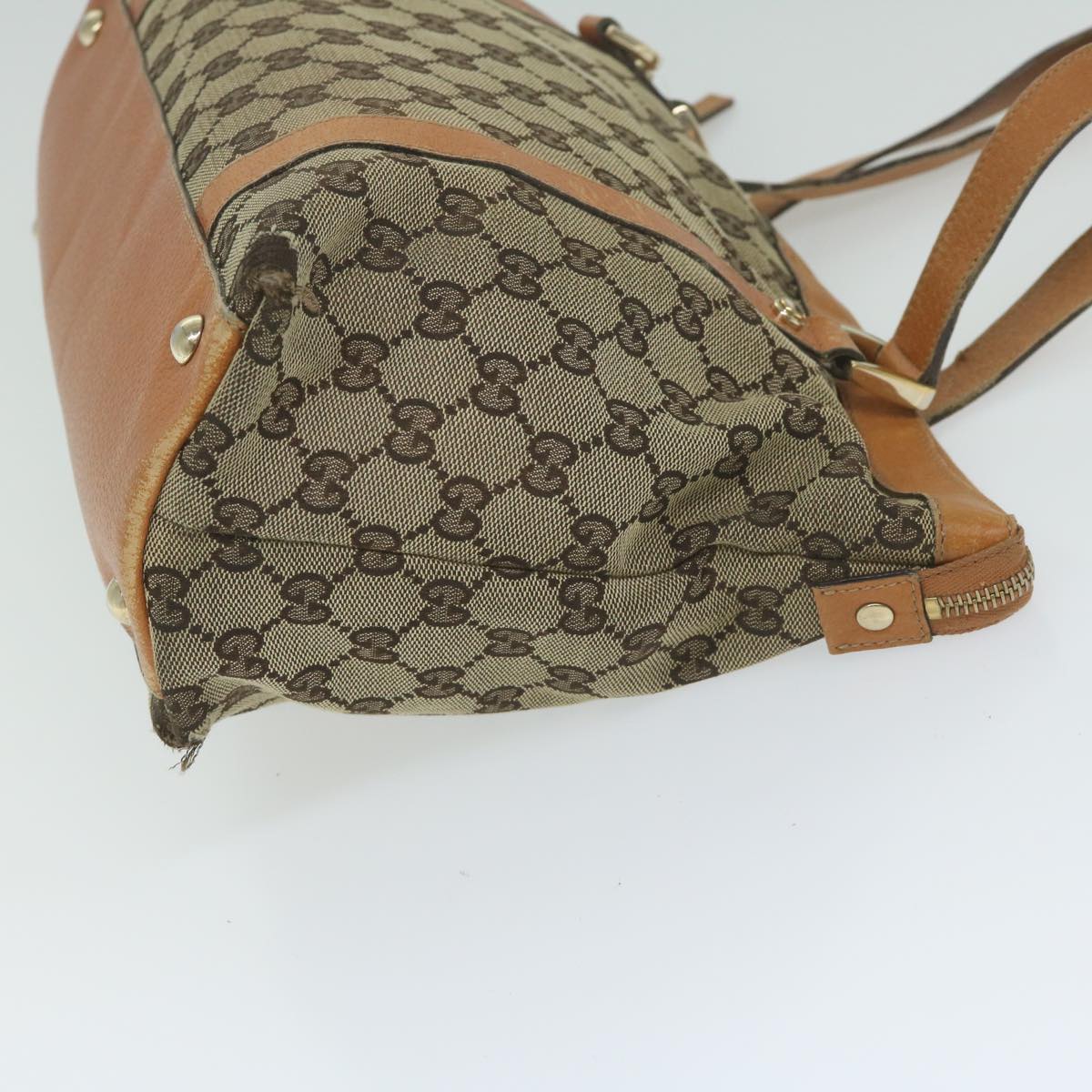 GUCCI GG Canvas Tote Bag Beige 141470 Auth 63390