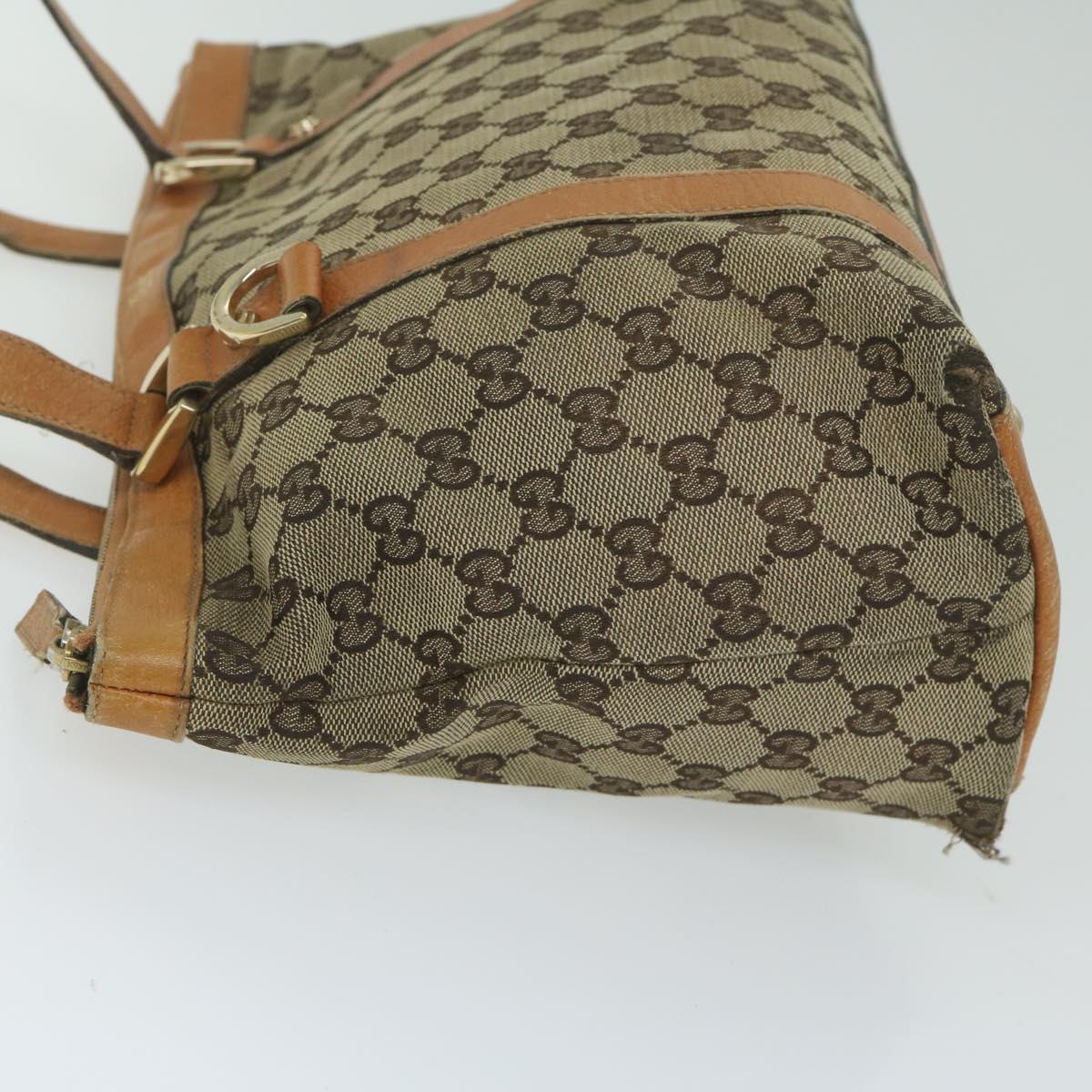 GUCCI GG Canvas Tote Bag Beige 141470 Auth 63390