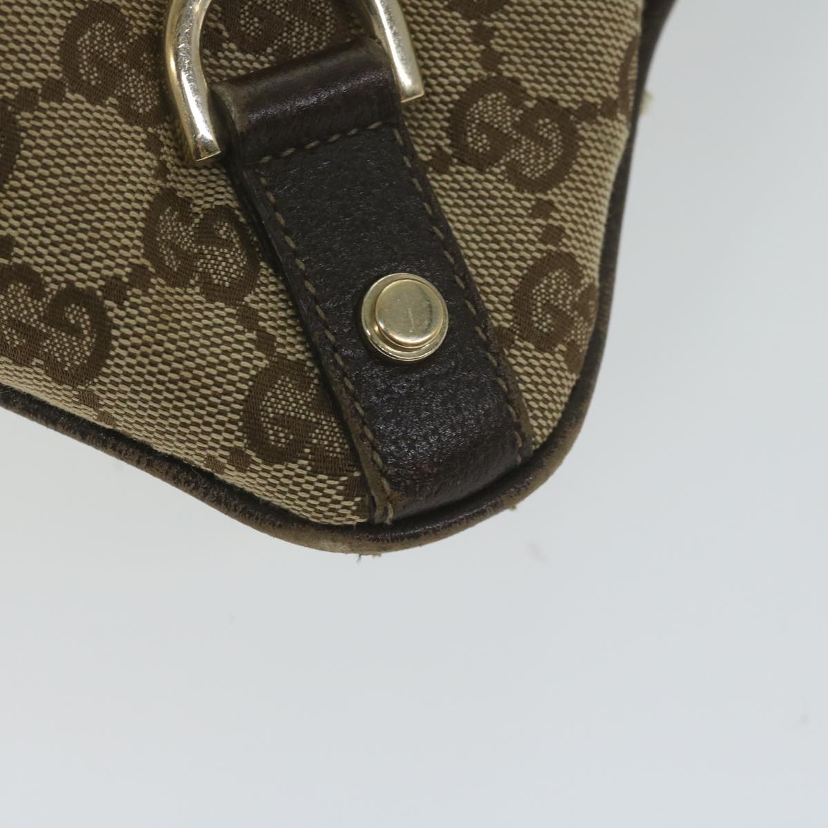 GUCCI GG Canvas Shoulder Bag Beige 130942 Auth 63392