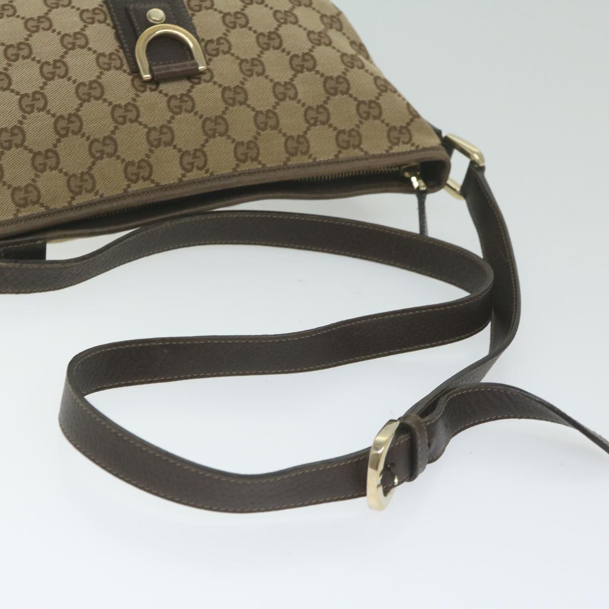 GUCCI GG Canvas Shoulder Bag Beige 130942 Auth 63392