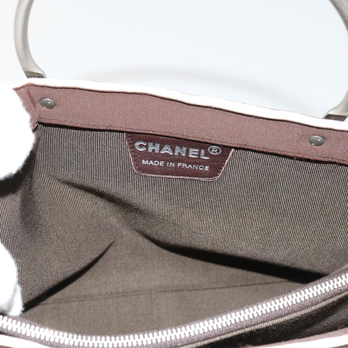 CHANEL Hand Bag Nylon Brown CC Auth 63436