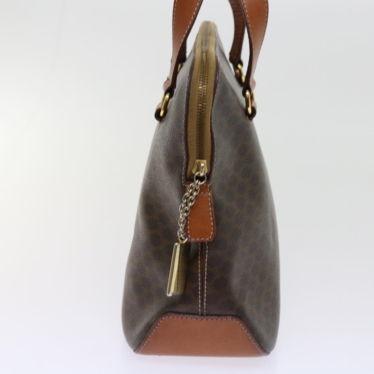 CELINE Macadam Canvas Hand Bag PVC Leather Brown Auth 63444