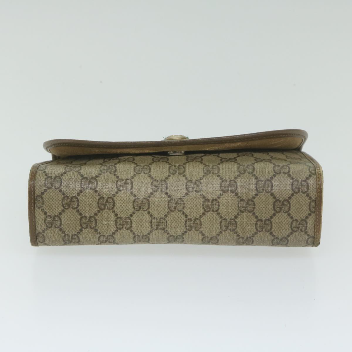 GUCCI Web Sherry Line GG Supreme Clutch Bag Beige Red Green 89 01 030 Auth 63482