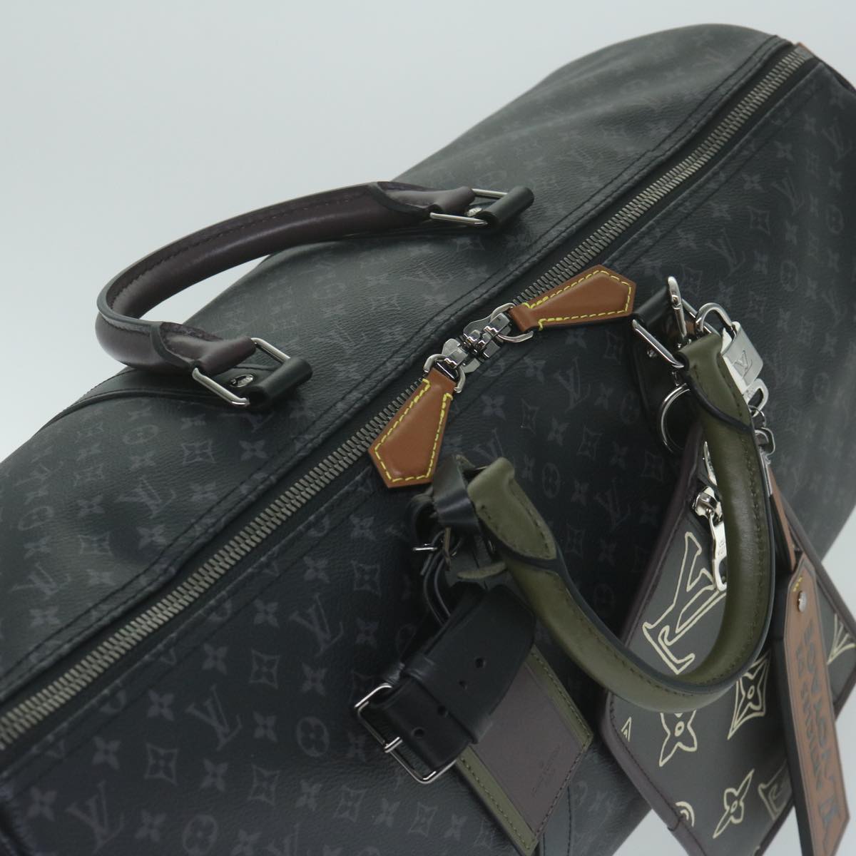 LOUIS VUITTON Monogram Eclipse Keepall Bandouliere 50 Bag M56856 LV Auth 63543S