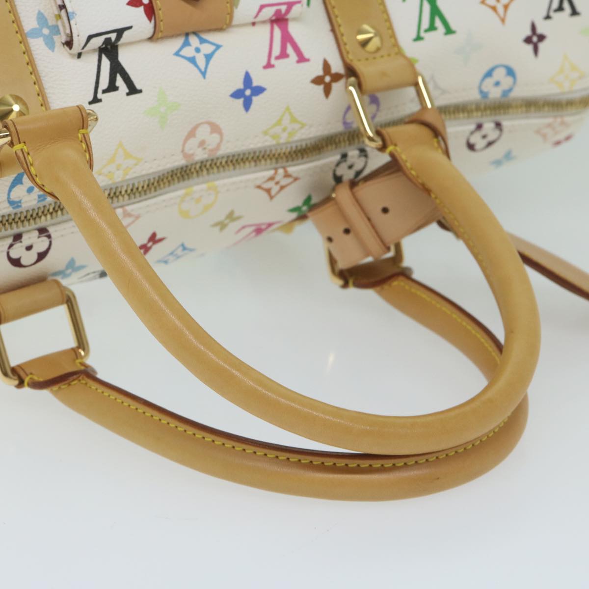 LOUIS VUITTON Monogram Multicolor Keepall 45 Boston Bag White M92641 Auth 63604A