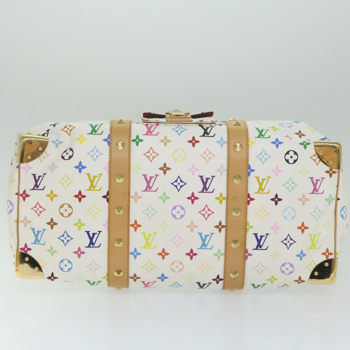 LOUIS VUITTON Monogram Multicolor Keepall 45 Boston Bag White M92641 Auth 63604A