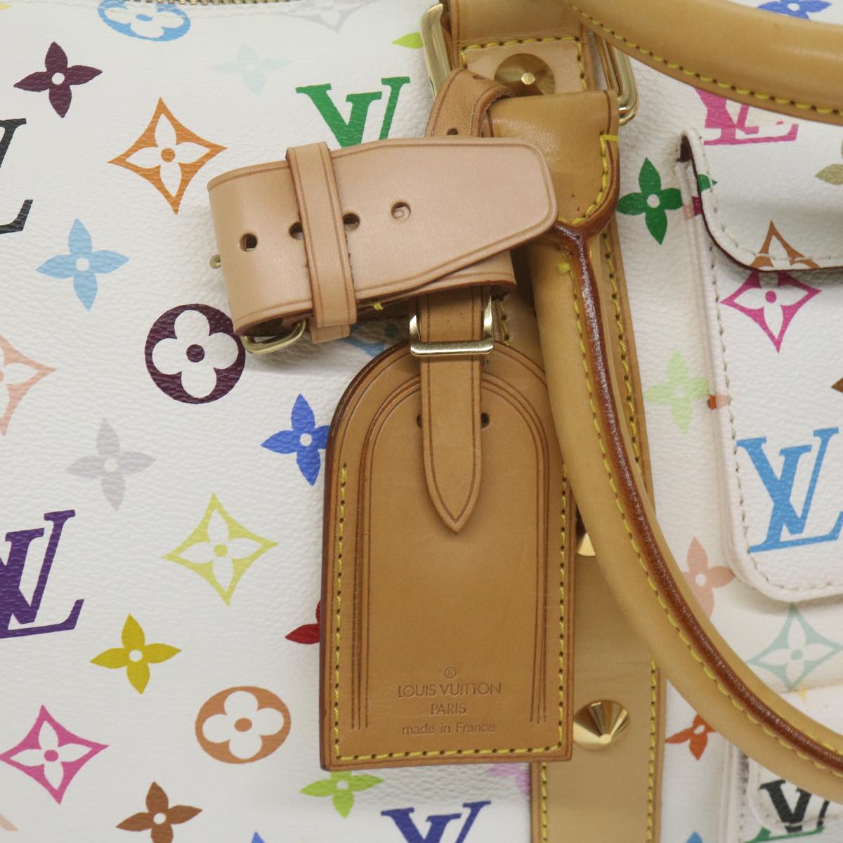 LOUIS VUITTON Monogram Multicolor Keepall 45 Boston Bag White M92641 Auth 63604A