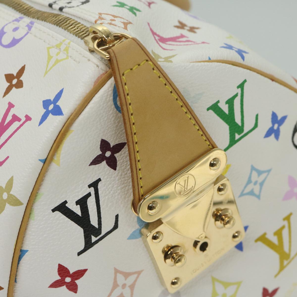 LOUIS VUITTON Monogram Multicolor Keepall 45 Boston Bag White M92641 Auth 63604A