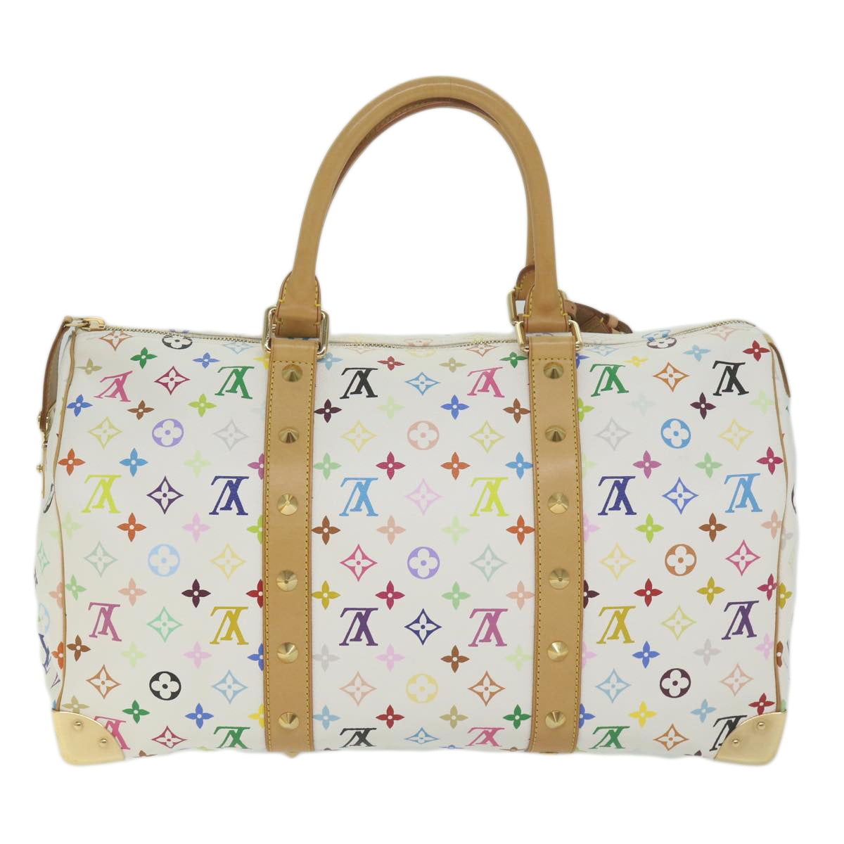 LOUIS VUITTON Monogram Multicolor Keepall 45 Boston Bag White M92641 Auth 63604A