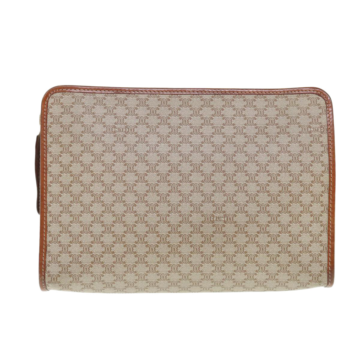 CELINE Macadam Canvas Clutch Bag Beige Auth 63618