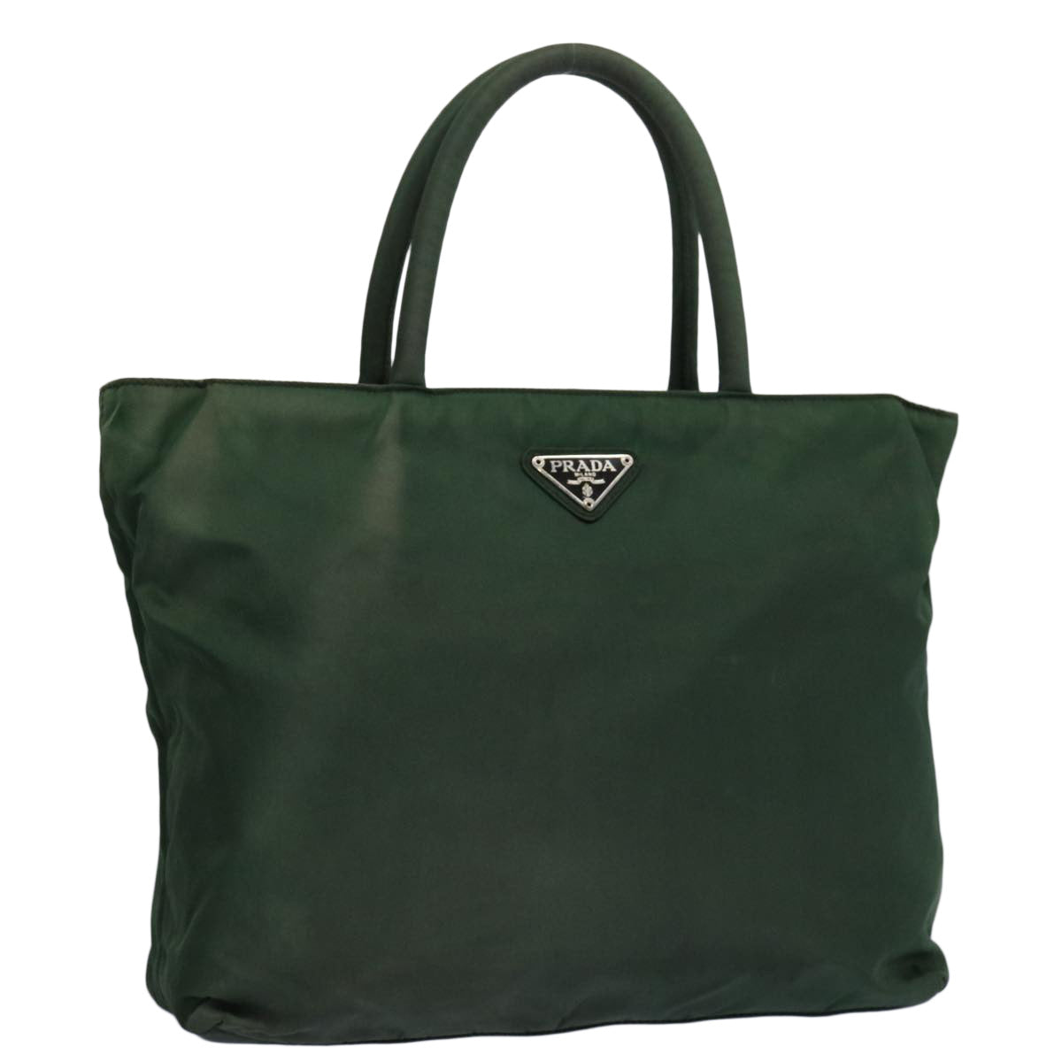 PRADA Hand Bag Nylon Green Auth 63631