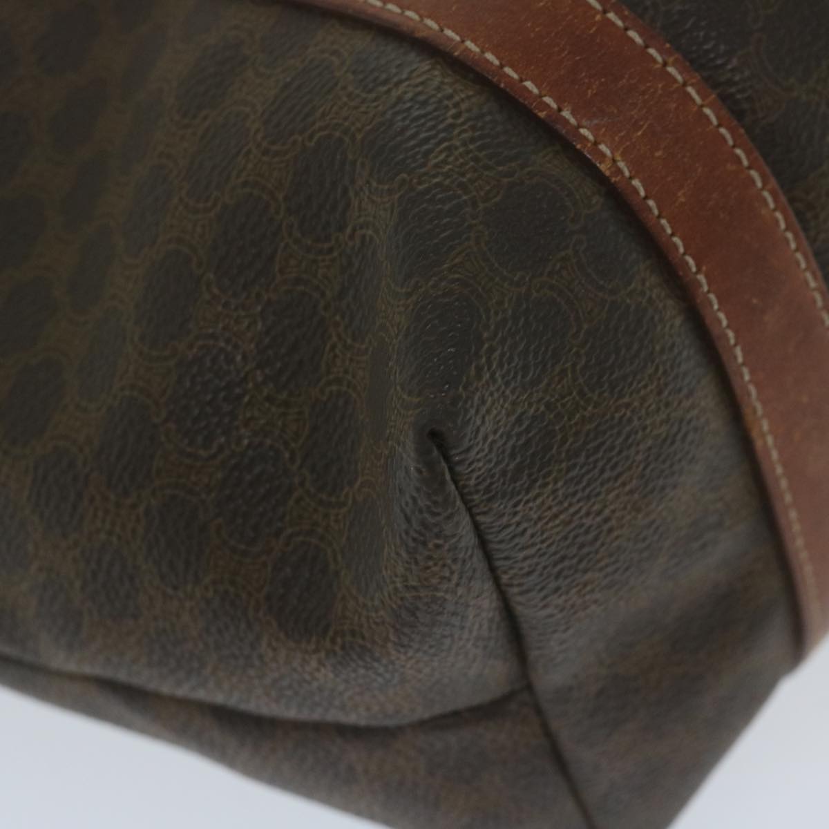 CELINE Macadam Canvas Tote Bag PVC Leather Brown Auth 63637