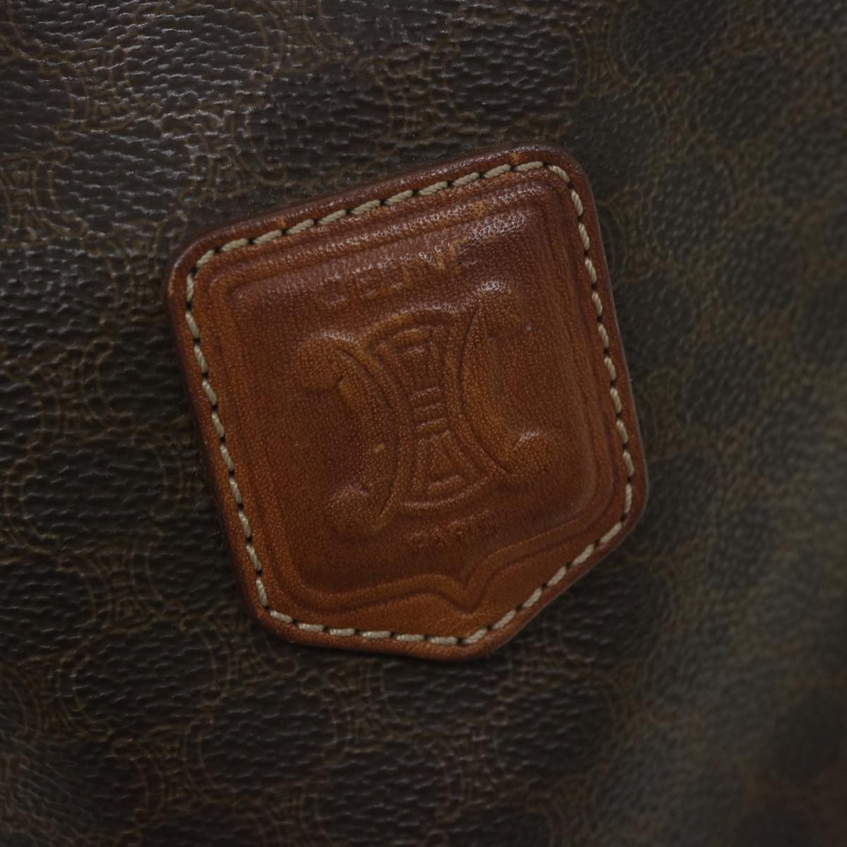 CELINE Macadam Canvas Tote Bag PVC Leather Brown Auth 63637