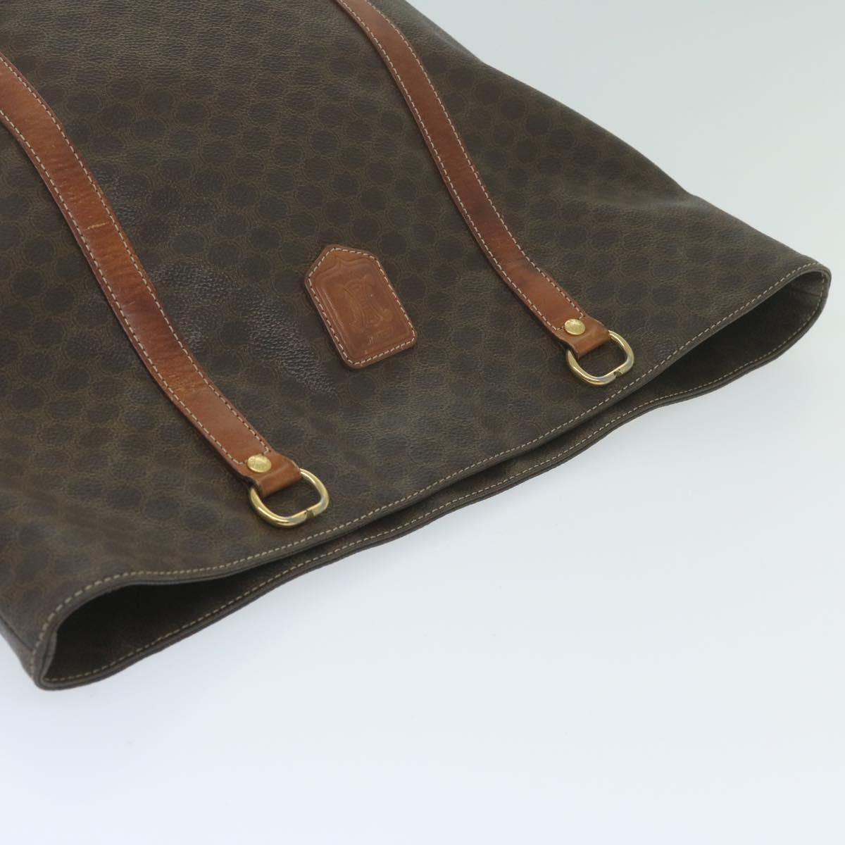 CELINE Macadam Canvas Tote Bag PVC Leather Brown Auth 63637