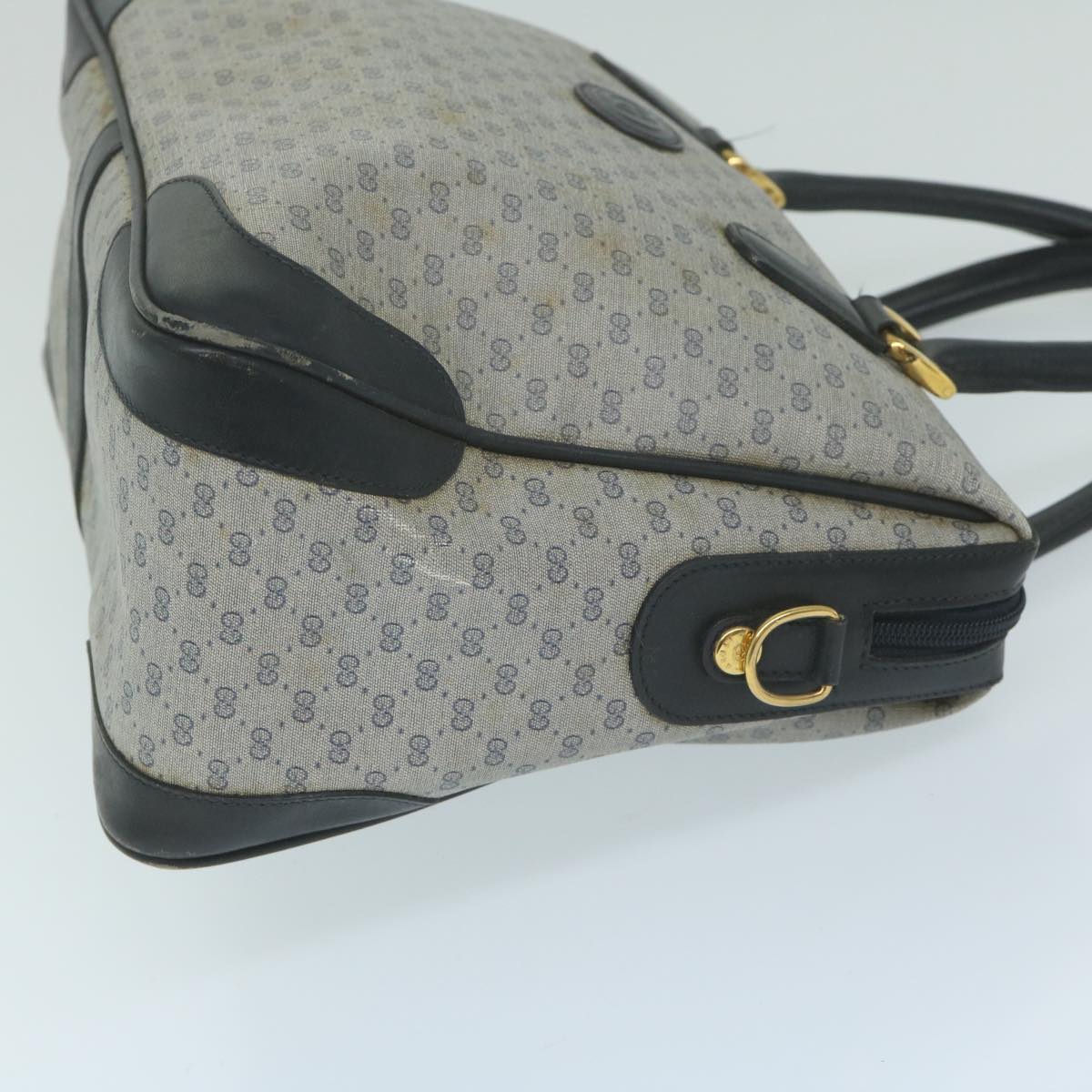 GUCCI Micro GG Supreme Boston Bag PVC Leather Navy 002 58 0033 Auth 63666