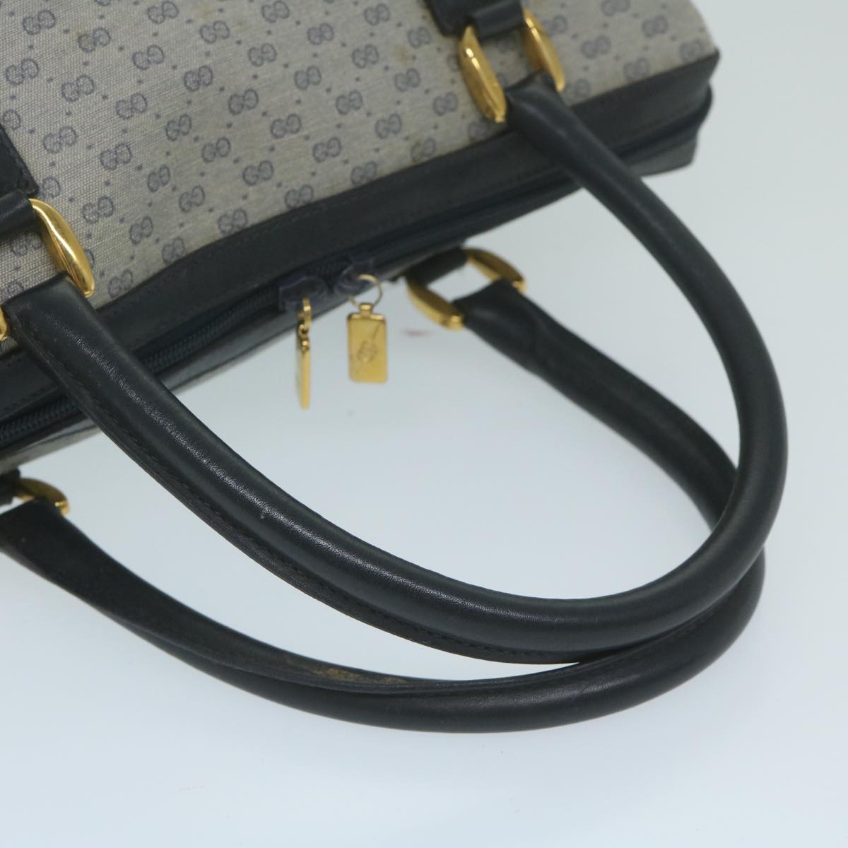 GUCCI Micro GG Supreme Boston Bag PVC Leather Navy 002 58 0033 Auth 63666