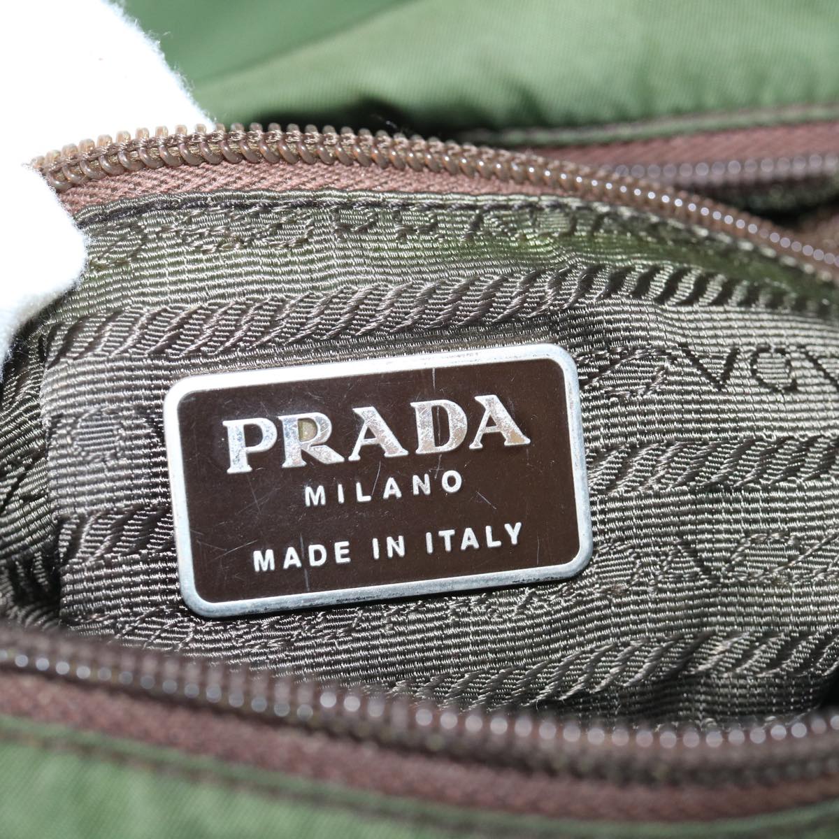 PRADA Hand Bag Nylon Green Auth 63703