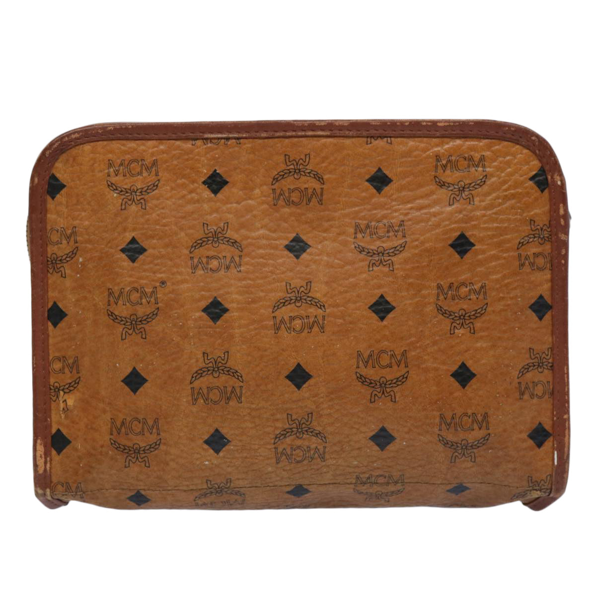 MCM Vicetos Logogram Clutch Bag PVC Leather Brown Auth 63709