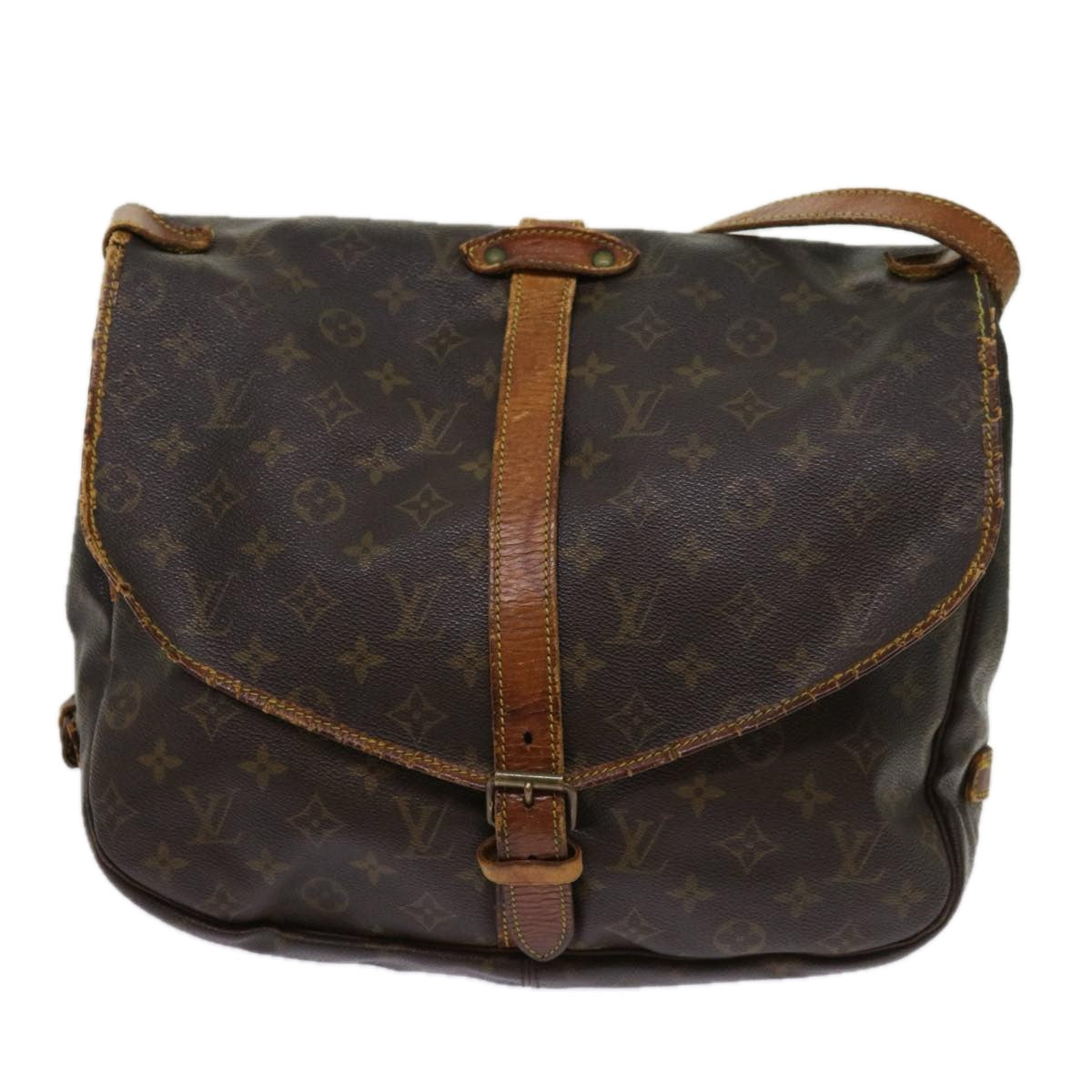 LOUIS VUITTON Monogram Saumur 35 Shoulder Bag M42254 LV Auth 63714