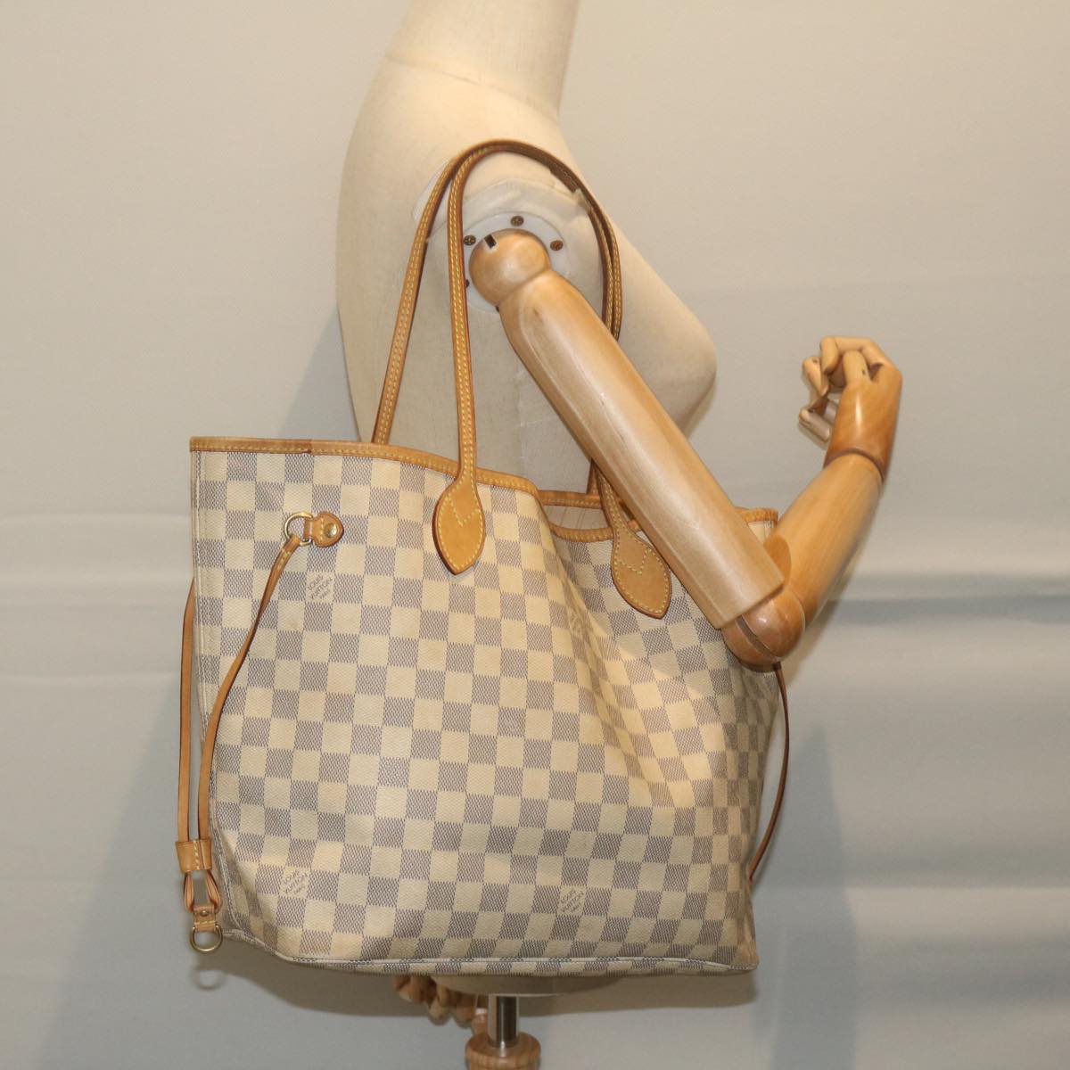 LOUIS VUITTON Damier Azur Neverfull MM Tote Bag N41605 LV Auth 63726