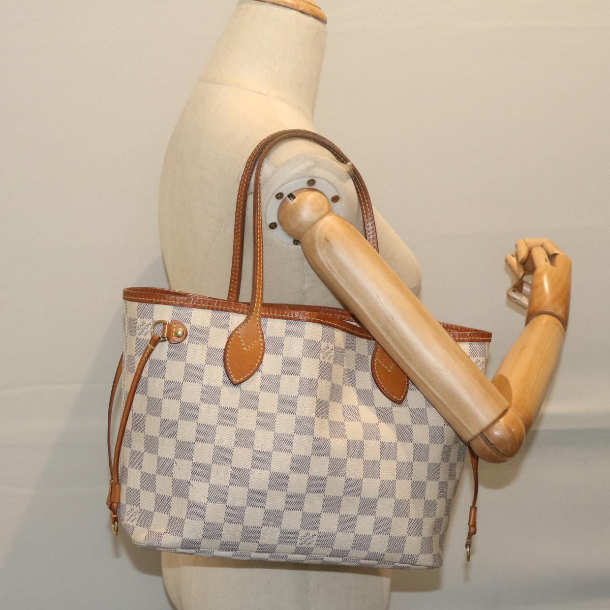 LOUIS VUITTON Damier Azur Neverfull PM Tote Bag N41362 LV Auth 63728