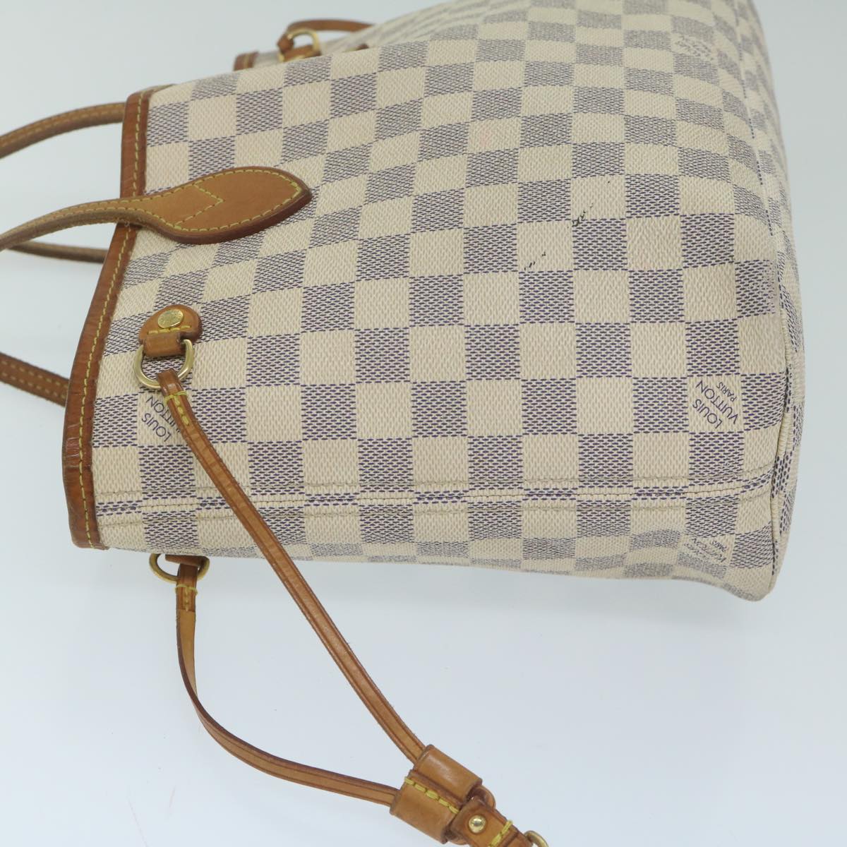 LOUIS VUITTON Damier Azur Neverfull PM Tote Bag N41362 LV Auth 63728