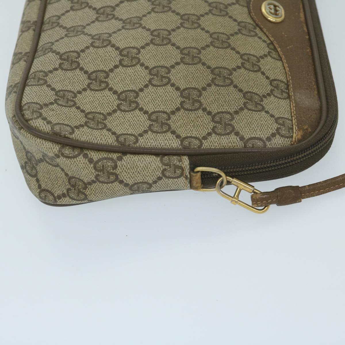 GUCCI GG Supreme Shoulder Bag PVC Leather Beige 56 02 068 Auth 63794