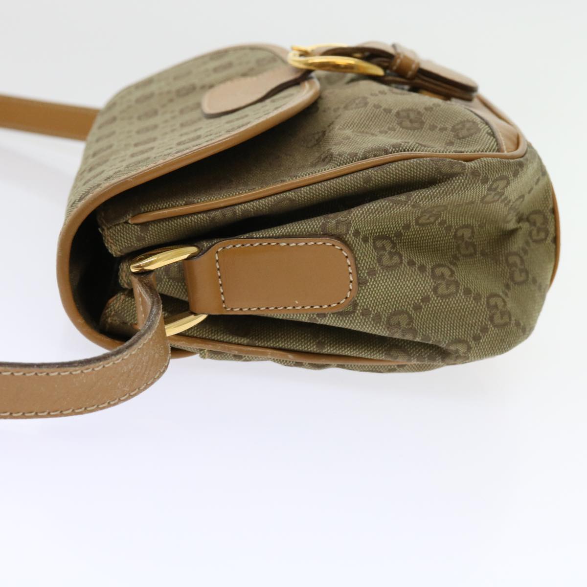 GUCCI GG Canvas Shoulder Bag Khaki 007 2854 0246 Auth 63803