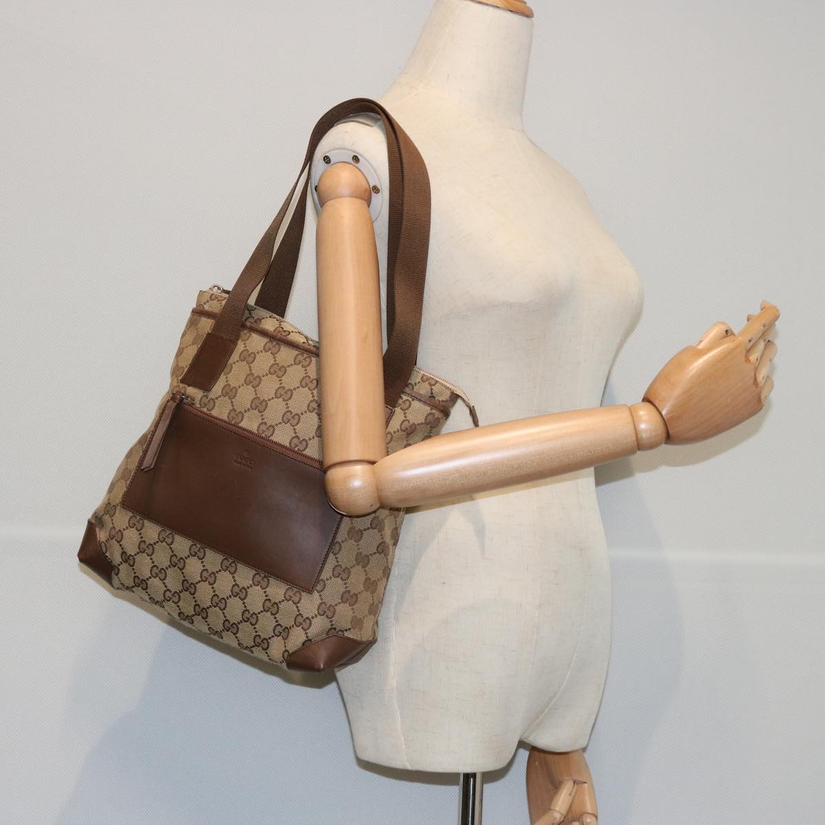 GUCCI GG Canvas Tote Bag Beige Auth 63805