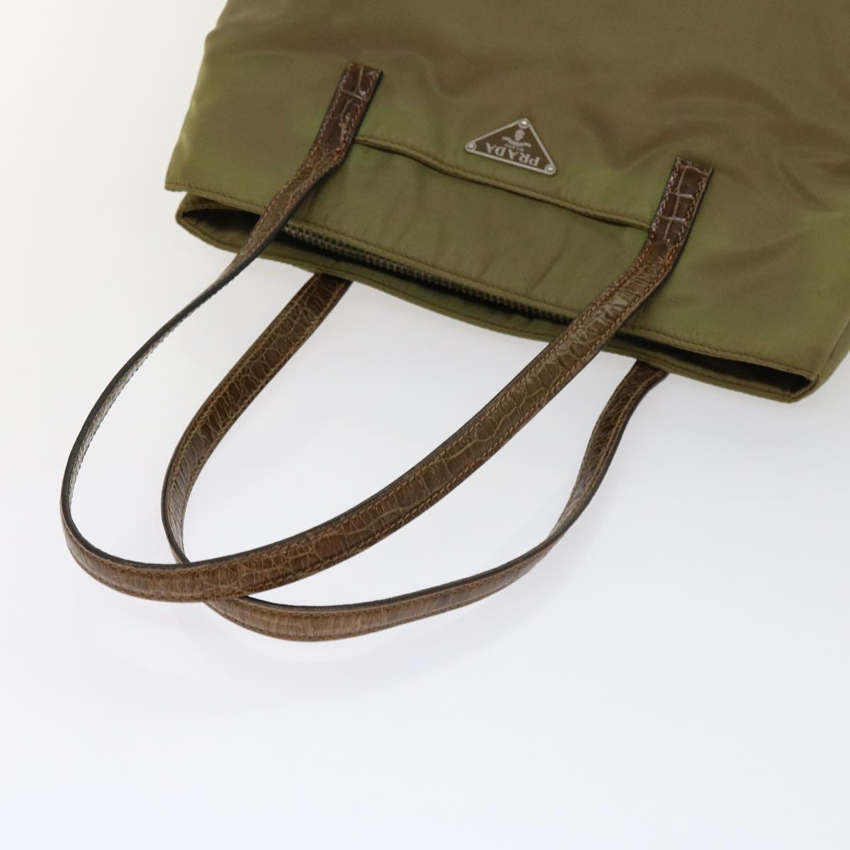 PRADA Shoulder Bag Nylon Khaki Auth 63816