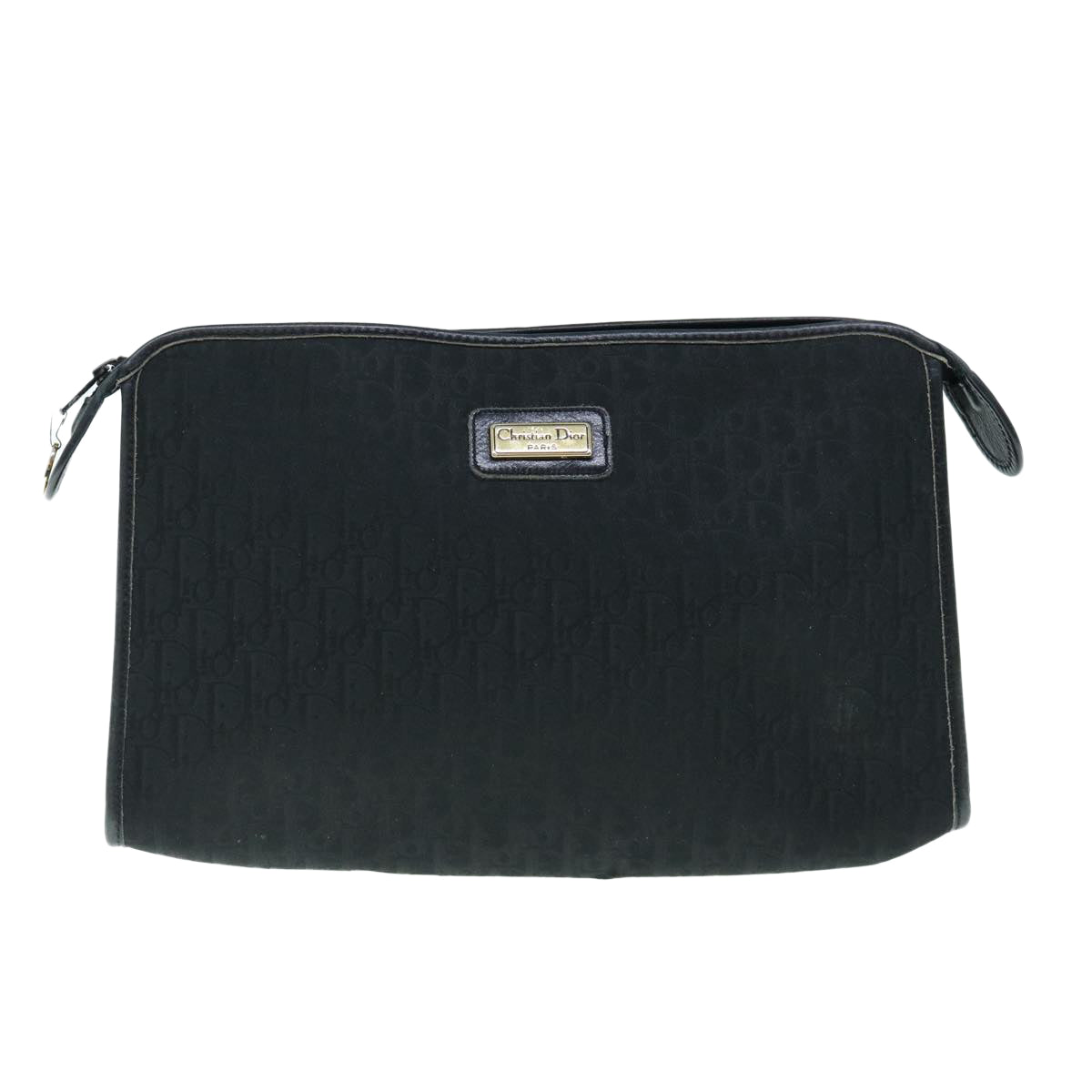 Christian Dior Trotter Canvas Clutch Bag Black Auth 63884