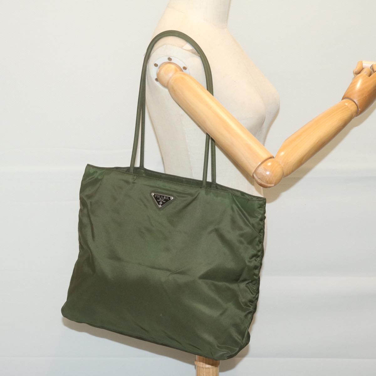 PRADA Shoulder Bag Nylon Khaki Auth 63894