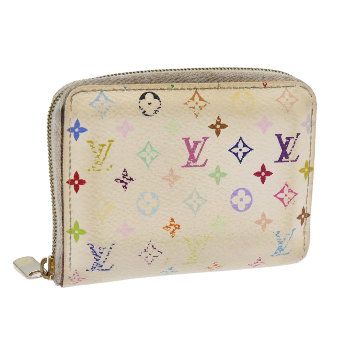 LOUIS VUITTON Monogram Multicolor Zippy Coin Purse White M66548 LV Auth 63920