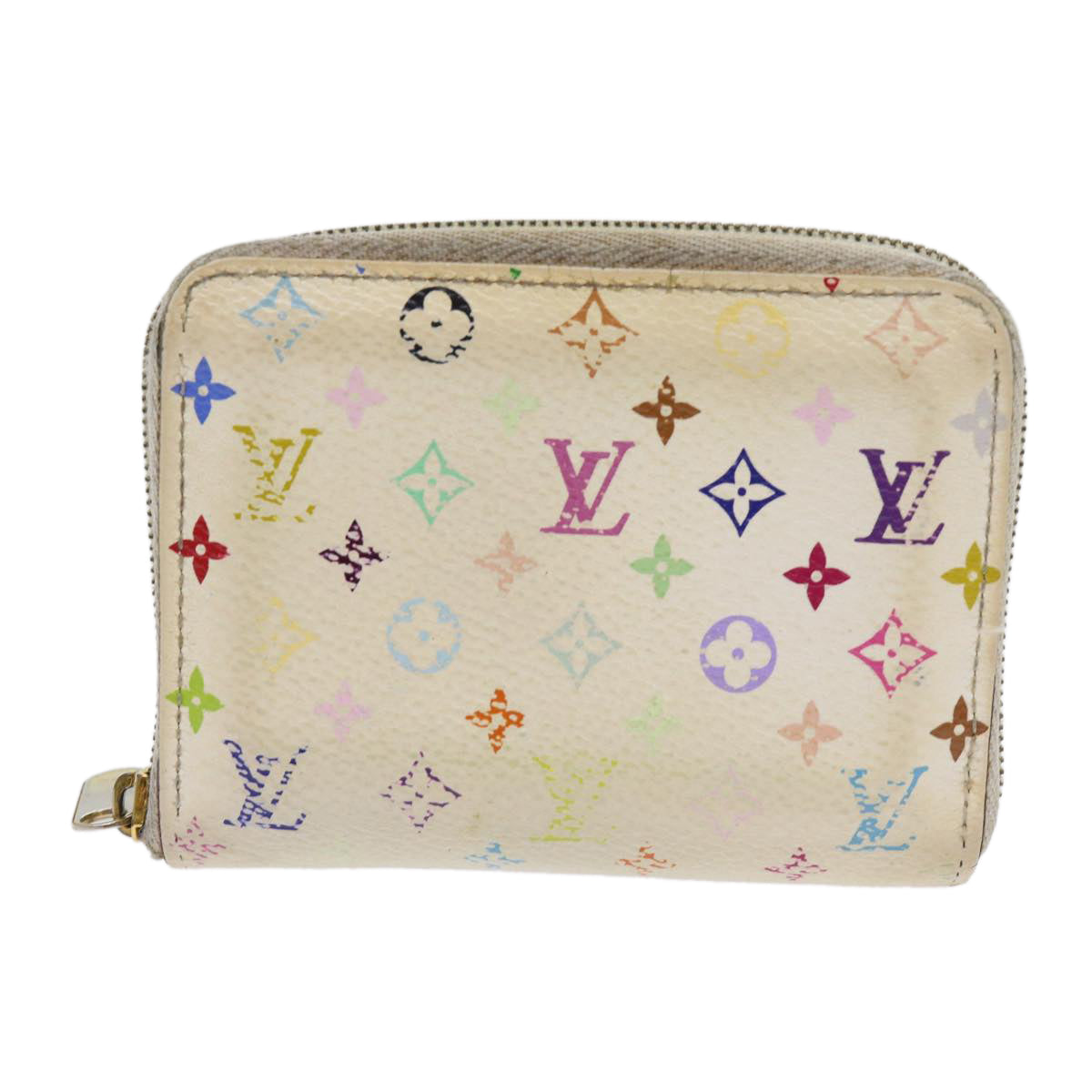 LOUIS VUITTON Monogram Multicolor Zippy Coin Purse White M66548 LV Auth 63920