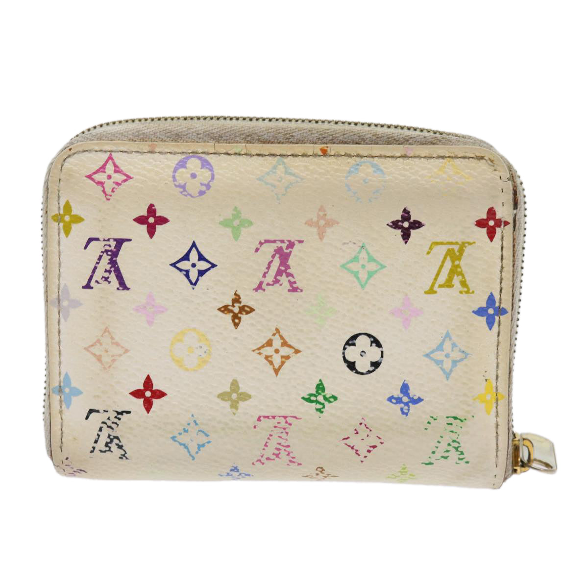 LOUIS VUITTON Monogram Multicolor Zippy Coin Purse White M66548 LV Auth 63920