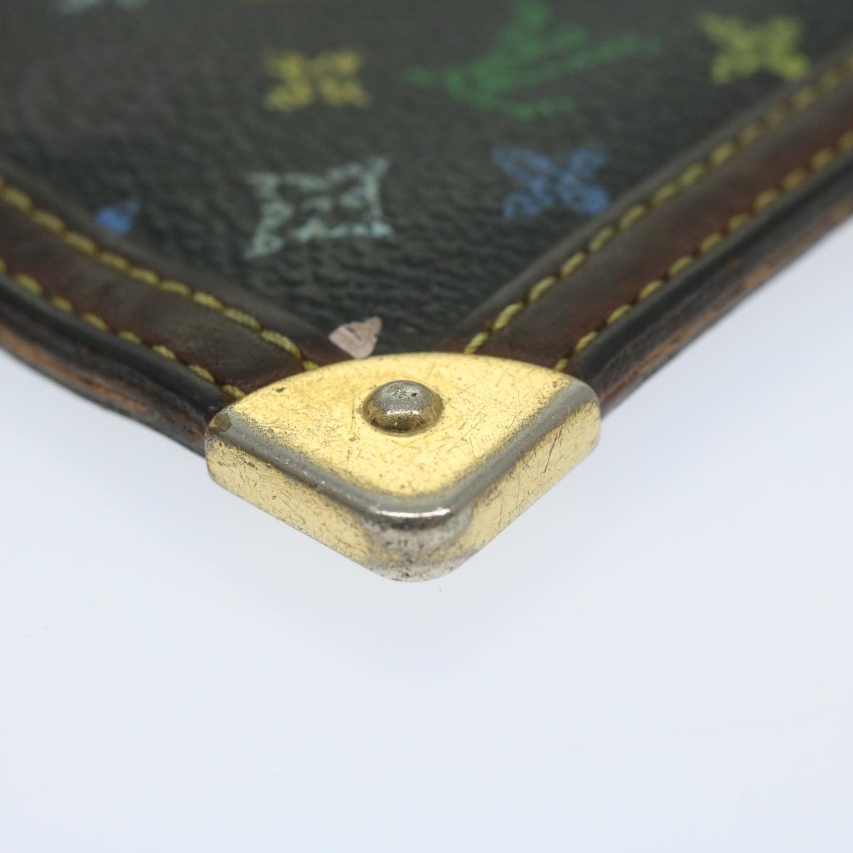 LOUIS VUITTON Monogram Multicolor Pochette Cles Purse Black M92654 Auth 63923