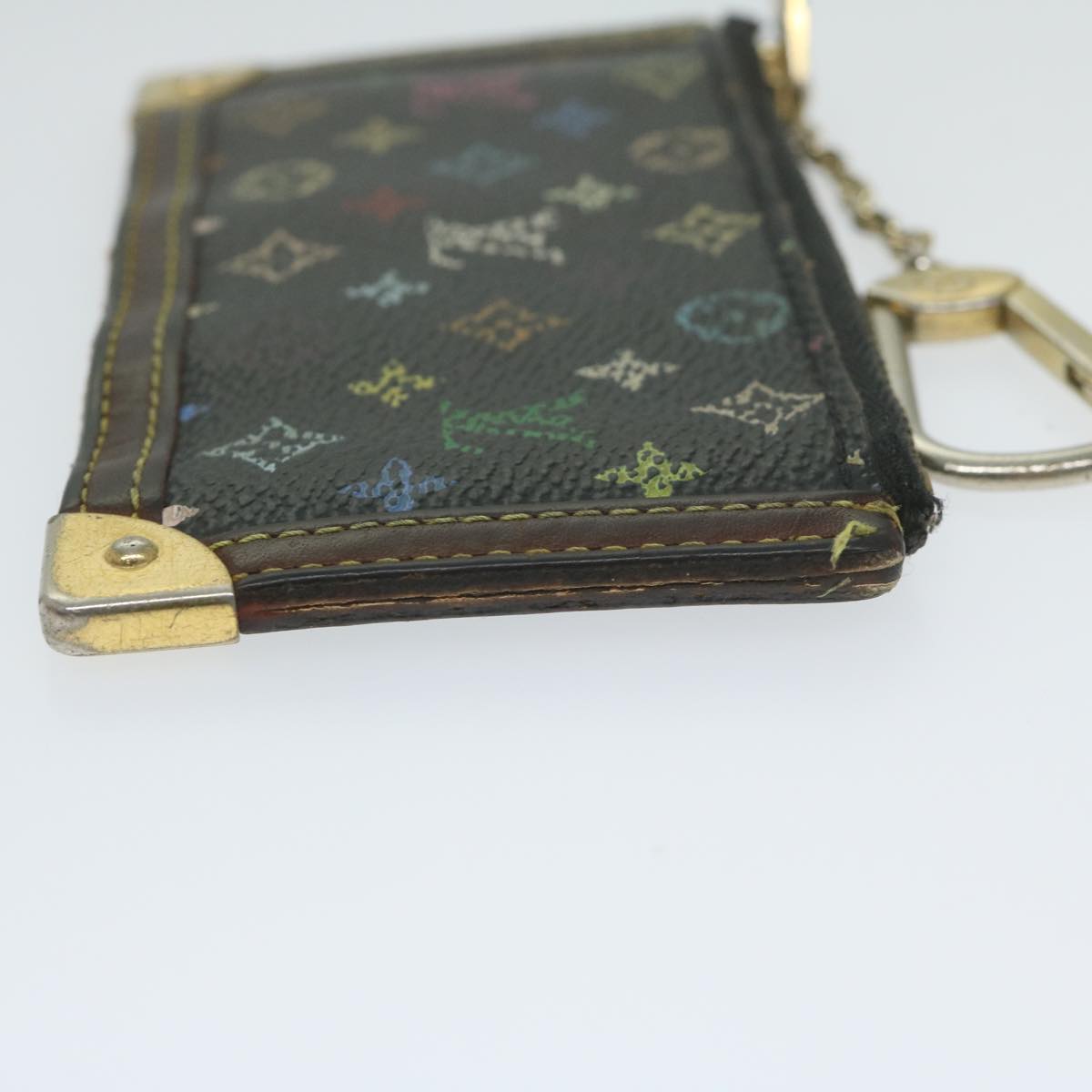 LOUIS VUITTON Monogram Multicolor Pochette Cles Purse Black M92654 Auth 63923