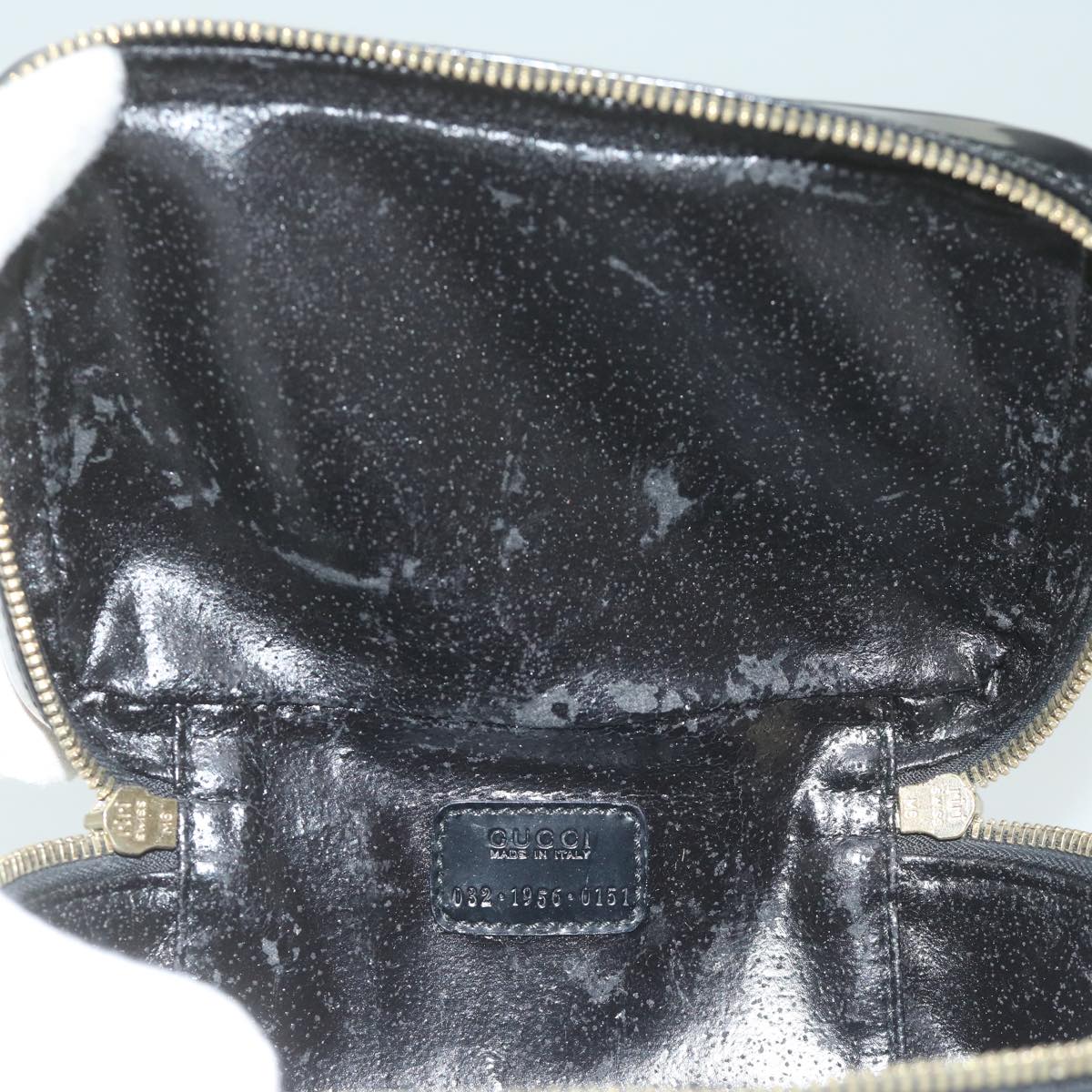 GUCCI Vanity Cosmetic Pouch Patent leather Black 032 1956 0151 Auth 63941